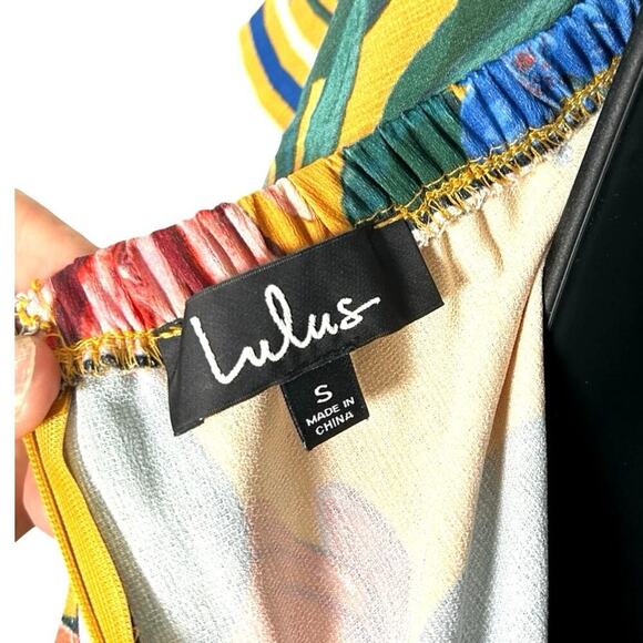 Lulus Women’s Honolulu Golden Yellow Floral Print Off Shoulder Jumpsuit Size S - Picture 8 of 8